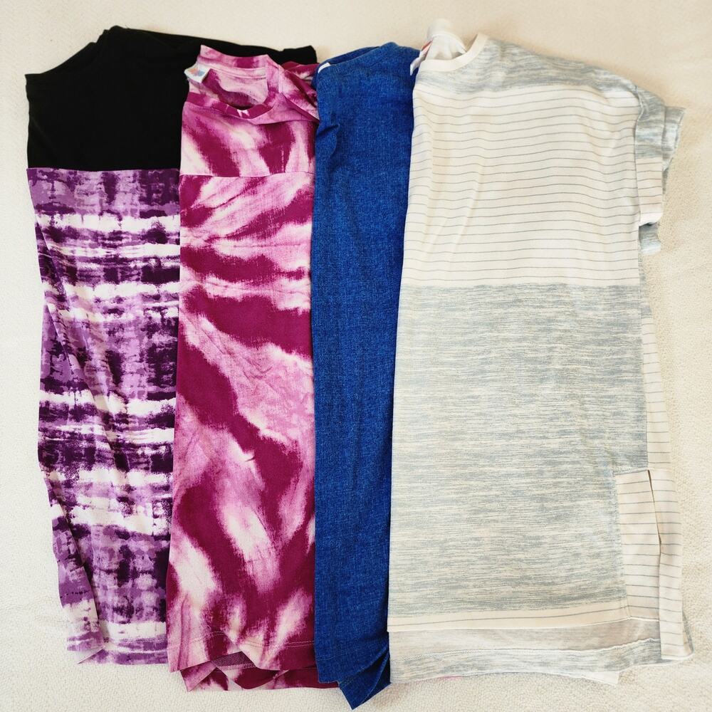 LuLaroe Womens Large Lot of 4 Leah Drop Shoulder Cuff Tunics